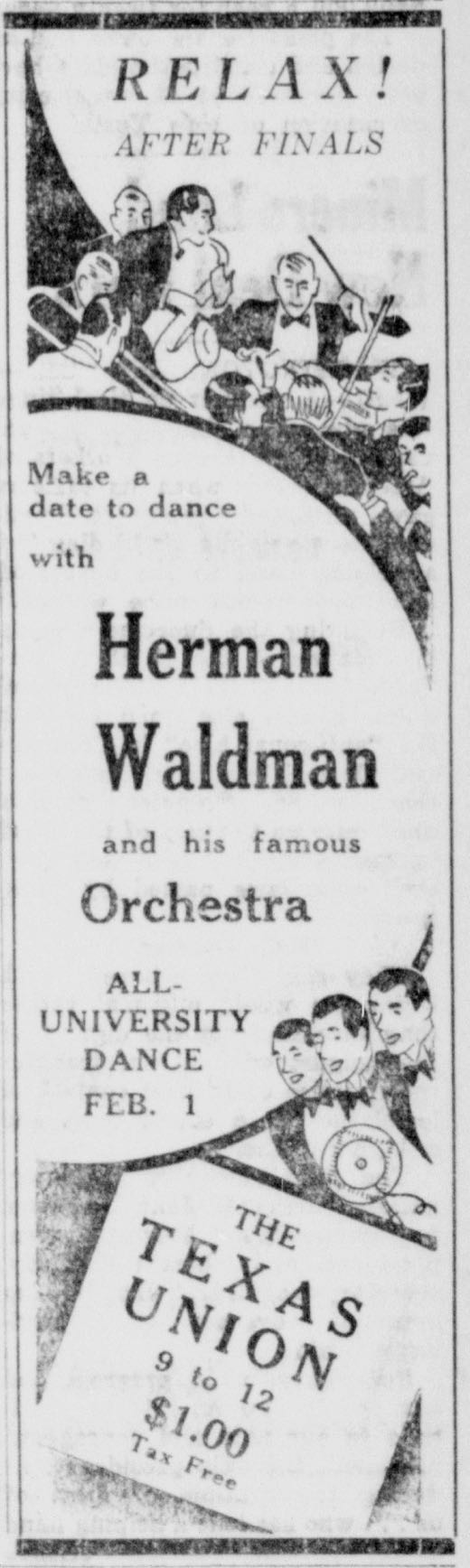 Advertisement for Herman Waldman dance