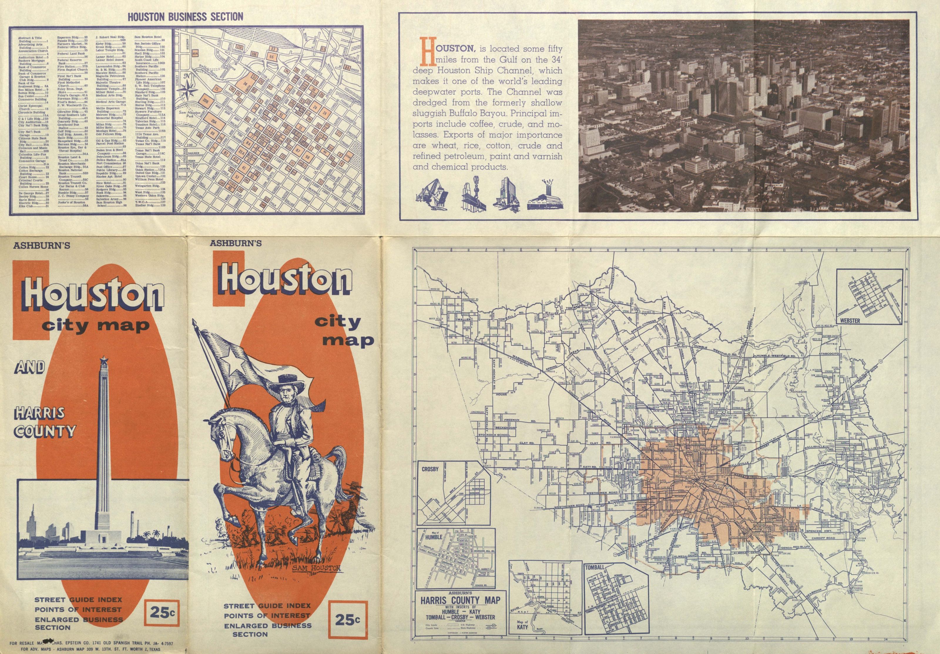 1956 map of Houston and Harris County