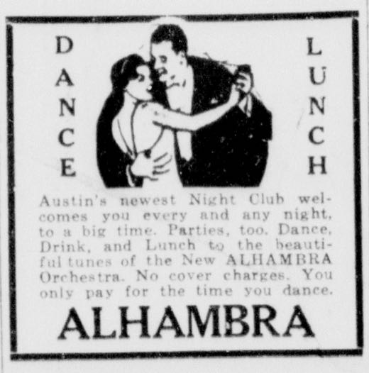 Newspaper ad with illustrated couple dancing