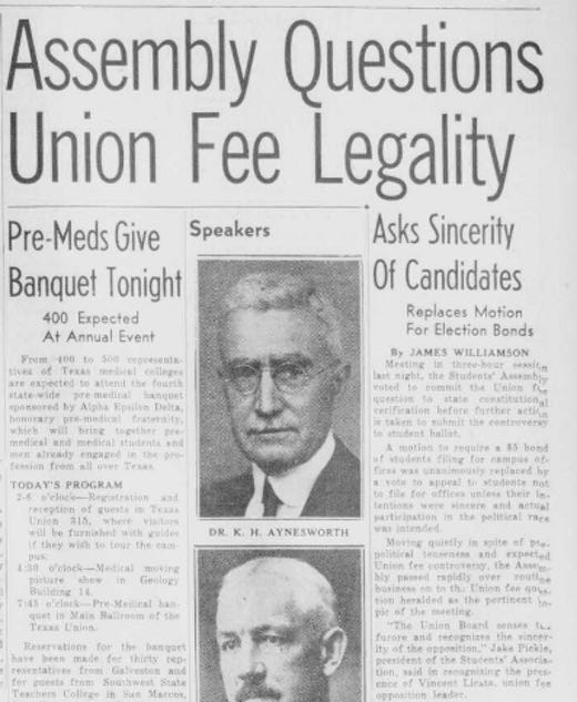 Newspaper clipping about Union fee