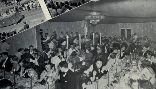 Yearbook photo of a students at a dinner-dance